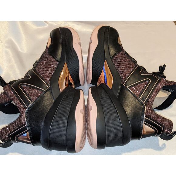 MICHAEL Michael Kors Olympia Glitter Chain-Mesh and Leather Trainers Size 10M - Picture 5 of 9